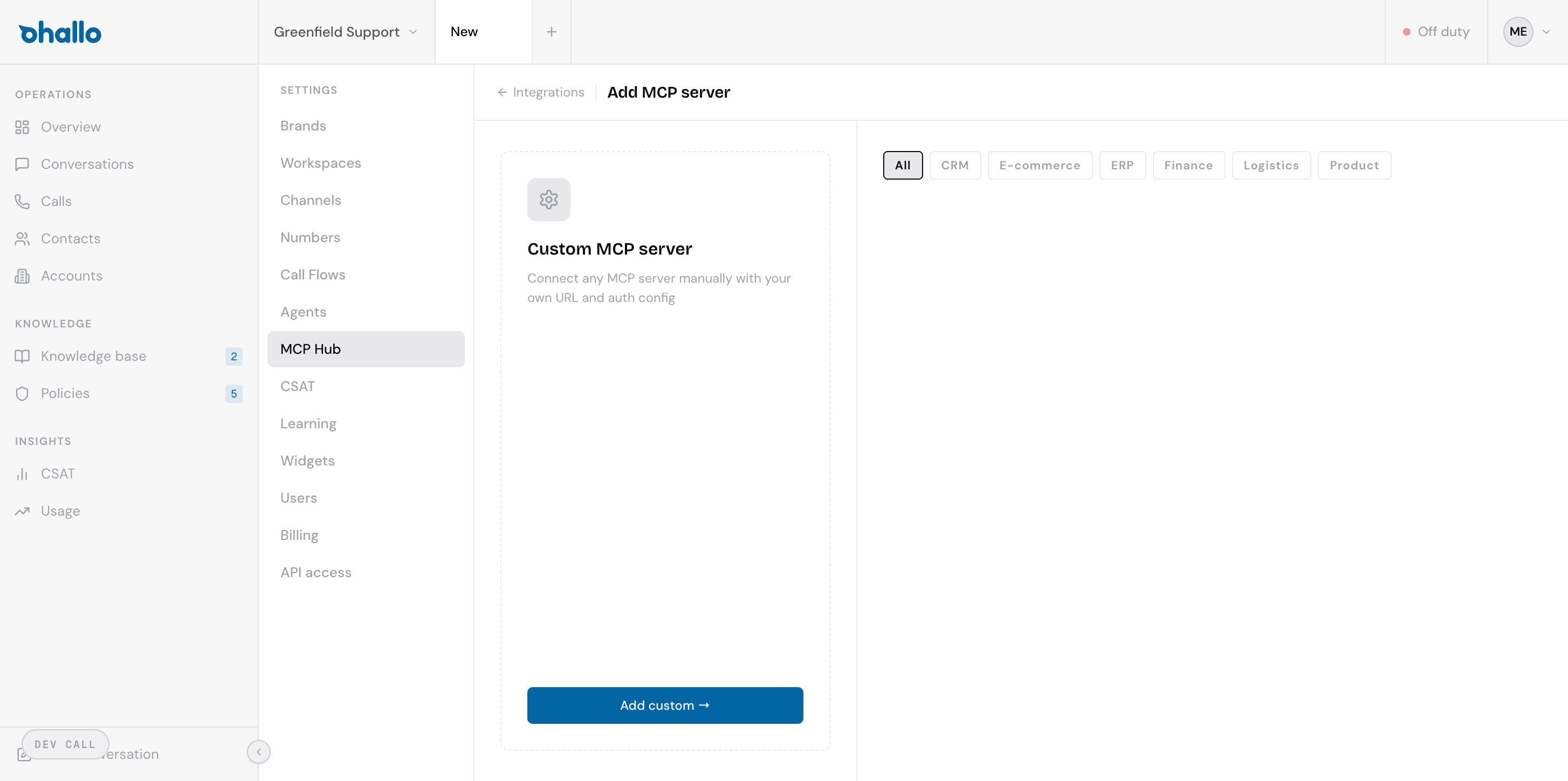 The Add MCP server page showing the connector picker